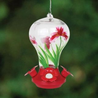 Floral Glass Hummingbird Feeder Thumbnail